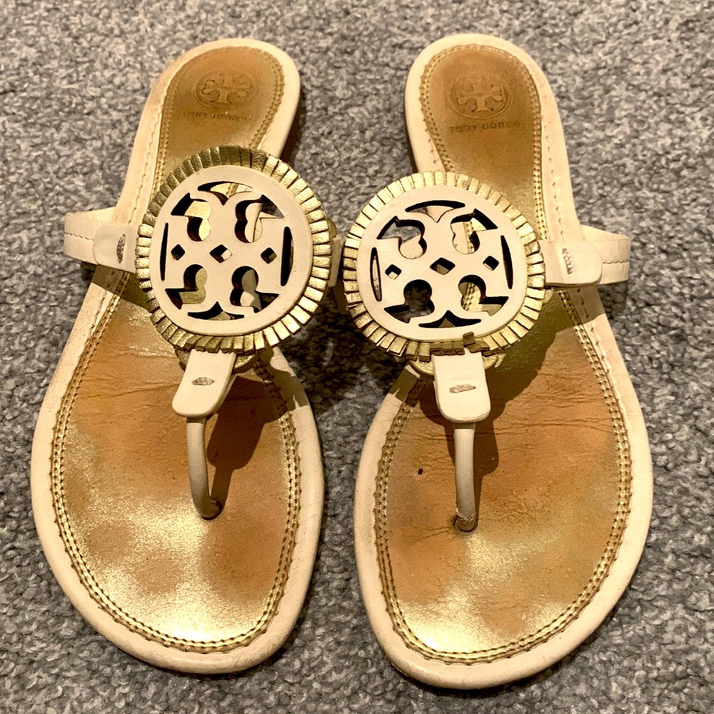 Tory Burch White & Gold Size 9